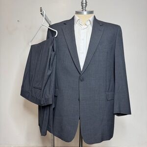 Coppley Brothers Custom Tailored 100 Wool‎ Pinstripe Suit Mens 48L 40W